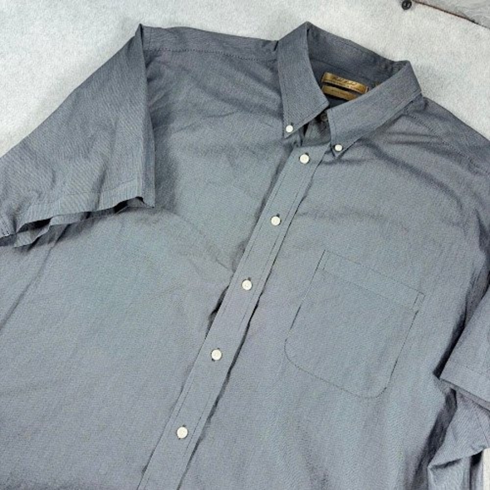Roundtree & Yorke Shirt Mens 3XT Blue Micro Check Gold Label Non-Iron SS Button